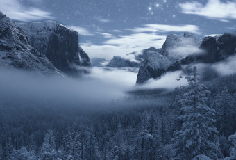 Картинка природа горы yosemite valley sierra nevada калифорния йосемитский национальный парк долина йосемите national park лес звёздное небо зима california сьерра-невада