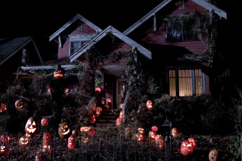 Картинка праздничные хэллоуин тыквы дом мрачный