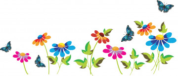 обоя векторная графика, цветы , flowers, бабочки, цветы