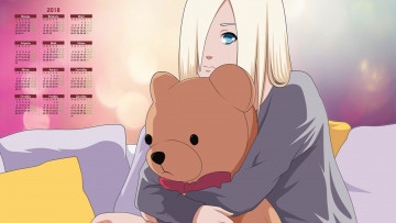 Картинка календари аниме подушка девушка медведь игрушка
