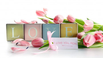 Картинка праздничные день+святого+валентина +сердечки +любовь тюльпаны