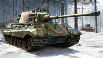 обоя рисованное, армия, немецкий, тяжёлый, танк, тигр, ii, kоnigstiger, королевский, panzerkampfwagen, vi