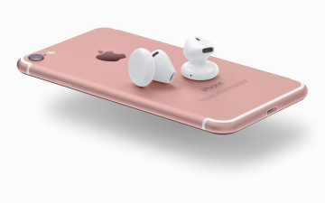 Картинка бренды iphone 7 cell phone headset wireless airpods smartphone pink smartphones technology logo high tech