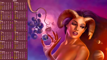 Картинка календари фэнтези женщина рога лицо