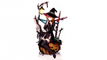 Картинка аниме магия +колдовство +halloween девушка