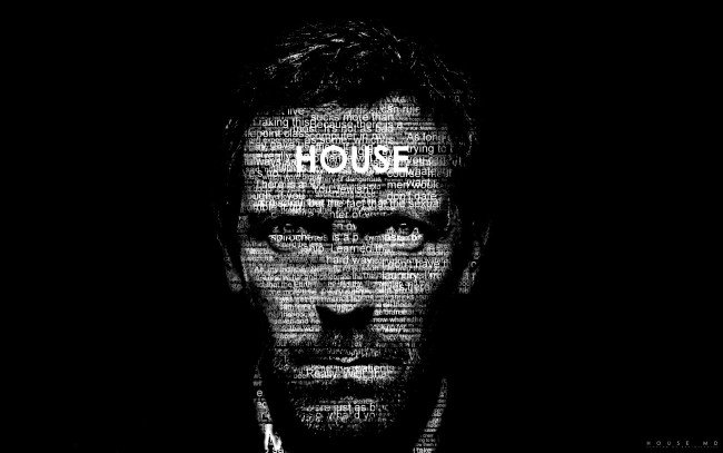 Обои картинки фото кино фильмы, house m, хаус, лицо, надписи