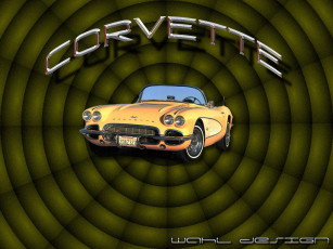 обоя corvette, c1, автомобили, рисованные