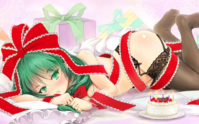 Обои картинки фото аниме, merry, chrismas, winter, touhou