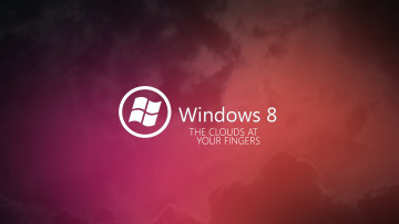 обоя компьютеры, windows, 8, красный, фон, лого, облака