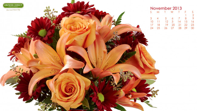 Обои картинки фото календари, цветы, хризантемы, розы, лилии