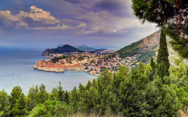Обои картинки фото города, дубровник, хорватия, море, дома, побережье