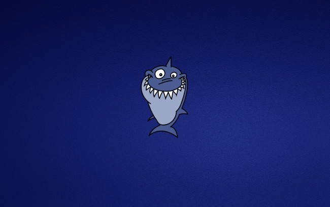 Обои картинки фото рисованные, минимализм, shark, улыбка, зубастая, синий, акула
