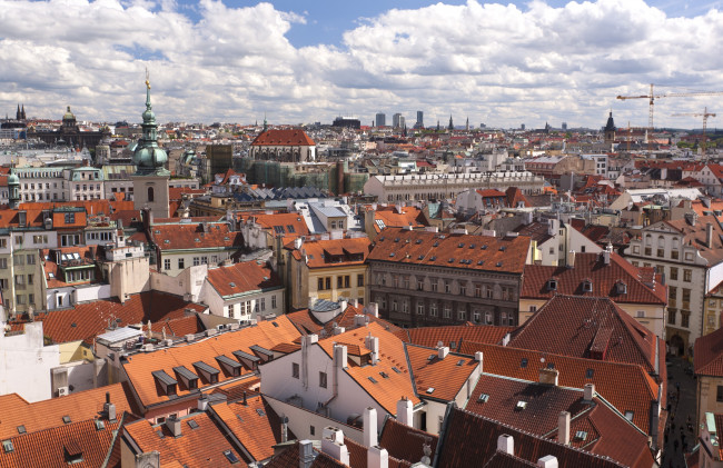 Обои картинки фото города, прага, Чехия, крыши, панорама