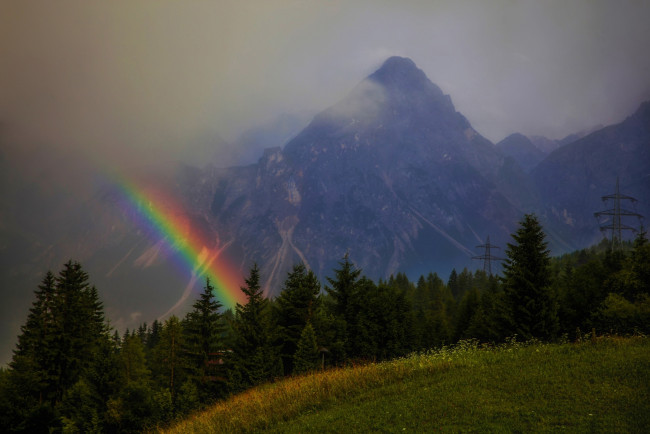 Обои картинки фото природа, радуга, горы