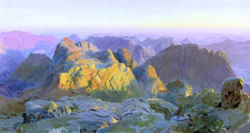 Картинка рассвет+на+синае рисованное дмитрий+белюкин камни скалы горы