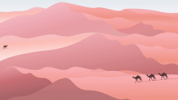 Картинка векторная+графика природа+ nature верблюды пустыня