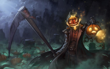 Картинка видео+игры overwatch halloween тыква gabriel reyes коса reaper art