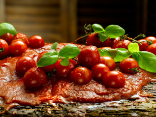 Картинка еда помидоры томатный соус базилик томаты