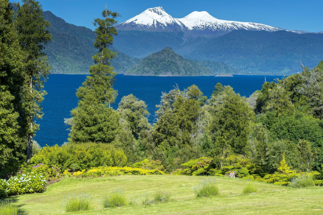 Обои картинки фото Чили, природа, пейзажи, озеро, горы, деревья