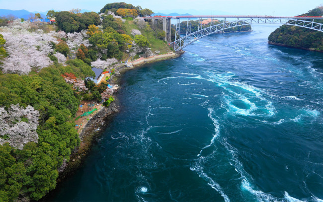 Обои картинки фото природа, побережье, Япония, japan, мост, бухта