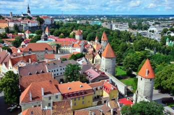обоя города, таллин, эстония, крыши, панорама