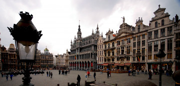 обоя города, брюссель, бельгия, площадь, здания, фонарь, архитектура