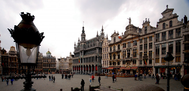 Обои картинки фото города, брюссель, бельгия, площадь, здания, фонарь, архитектура
