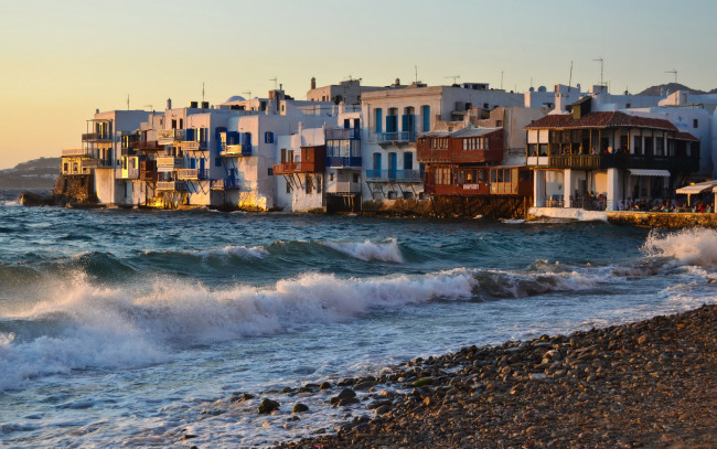 Обои картинки фото mykonos, греция, города, пейзажи, море, дома