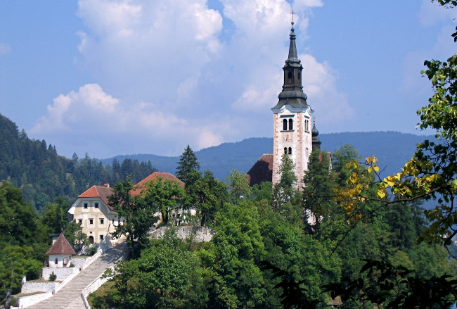 Обои картинки фото города, блед , словения, церковь