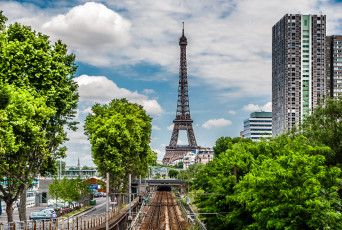 Картинка way+to+eiffel+tower города париж+ франция рельсы тоннель башня
