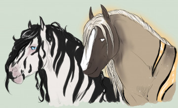 Картинка рисованное животные +лошади фон лошади