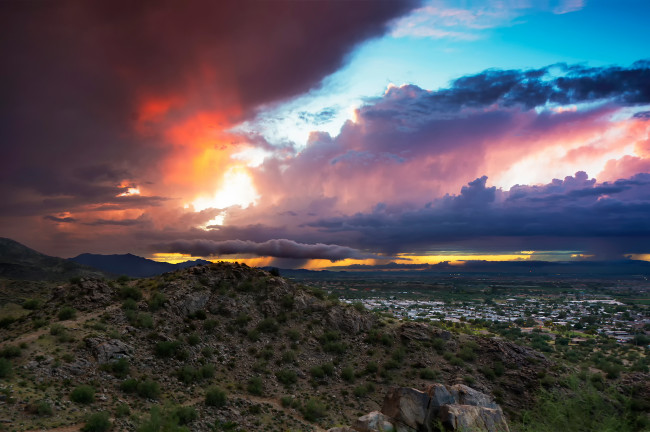 Обои картинки фото природа, пейзажи, закат, облака, west, valley, небо, arizona, phoenix