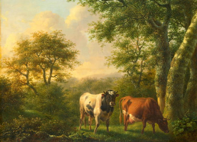 Обои картинки фото рисованное, живопись, животные, картина, корова
