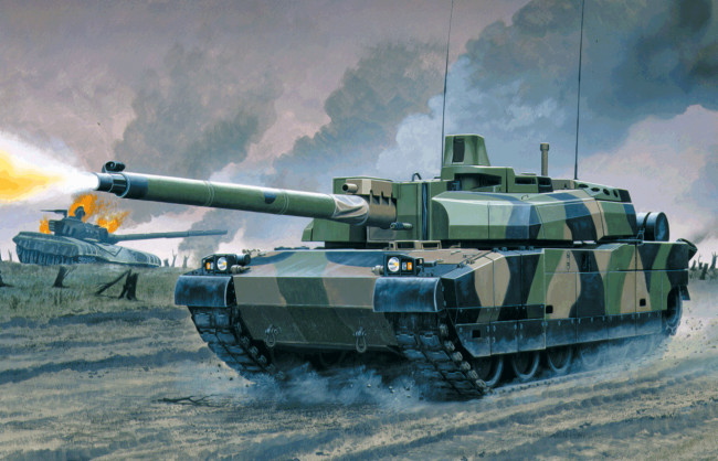 Обои картинки фото рисованное, армия, tank, painting, amx, leclerc, art