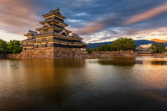 Картинка matsumoto+castle города замки+Японии панорама
