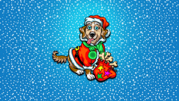 Картинка праздничные векторная+графика+ новый+год снег мешок новый год зима минимализм собаки кости 2018 праздник собака фон