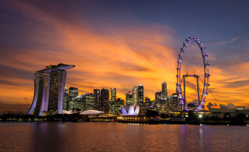 обоя singapore at sunset, города, сингапур , сингапур, простор