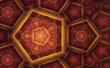 Картинка 3д+графика фракталы+ fractal золото узоры арт фигуры фрактал мозаика