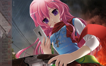 Картинка календари аниме 2018 девушка пистолет крест мобильник