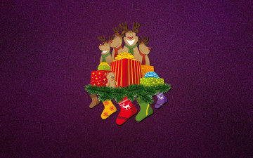 Картинка праздничные векторная+графика+ новый+год рождество новый год минимализм олени подарки носки праздник настроение фон