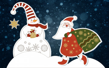 Картинка праздничные векторная+графика+ новый+год дед мороз снег мешок санта снеговик новый год зима минимализм рождество праздник настроение фон