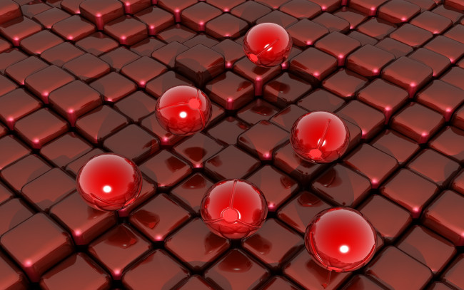 Обои картинки фото 3д графика, шары , balls, шары, квадраты, красный