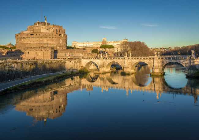 Обои картинки фото ponte & castel sant`angelo, города, рим,  ватикан , италия, простор