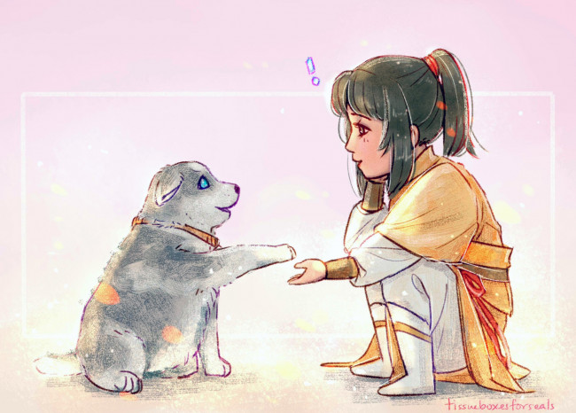 Обои картинки фото аниме, mo dao zu shi, цзинь, лин, щенок