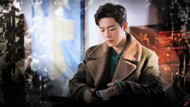 Обои картинки фото мужчины, xiao zhan, актер, пальто, чашка