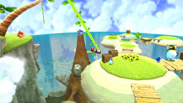 Картинка super mario видео игры galaxy острова мосты пингвины ящики вода