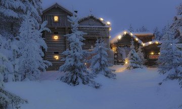 Картинка лапландия финляндия города здания дома зима снег