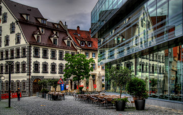 Картинка германия ульм города улицы площади набережные улица дома
