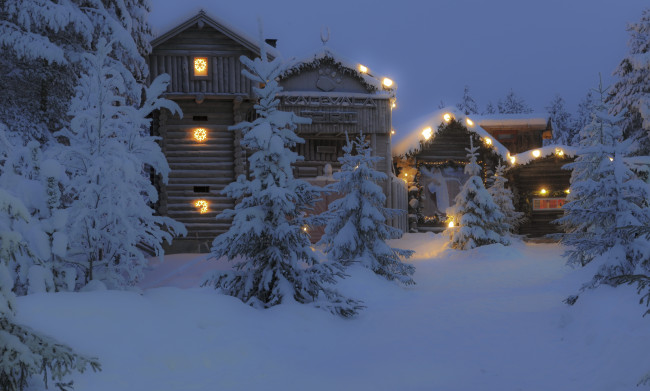 Обои картинки фото лапландия, финляндия, города, здания, дома, зима, снег