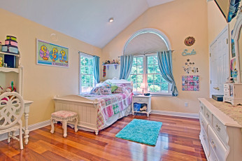 Картинка интерьер детская+комната кровать декор